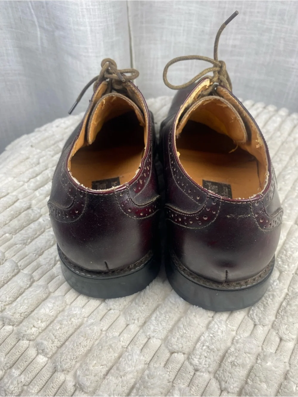Giorgio Venturi Men’s Burgundy Leather Wingtip Oxfords Size 7.5 Square Toe Dress